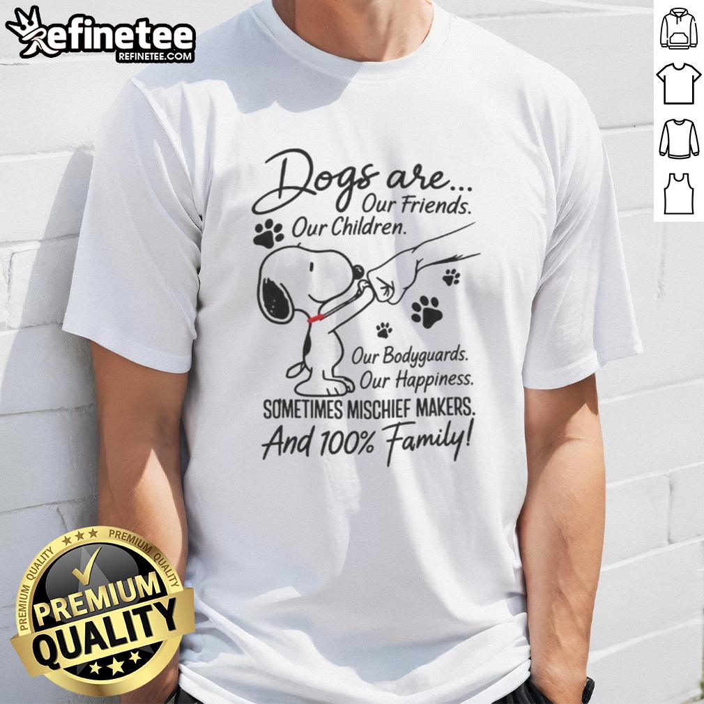 top-snoopy-dogs-are-our-friends-our-children-our-bodyguards-our-happiness-family-t-shirt Top Snoopy Dogs T-Shirt featuring the phrase 'Dogs Are Our Friends, Family, Bodyguards, and Happiness' for dog lovers.