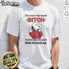 Alt Text: Top Snoopy graphic t-shirt with humorous quotes: 'You curse too much' and 'Shut the fck up' design.