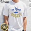 Alt Text: Top St. Louis Blues NHL musical note logo T-shirt featuring vibrant colors and stylish design for fans.