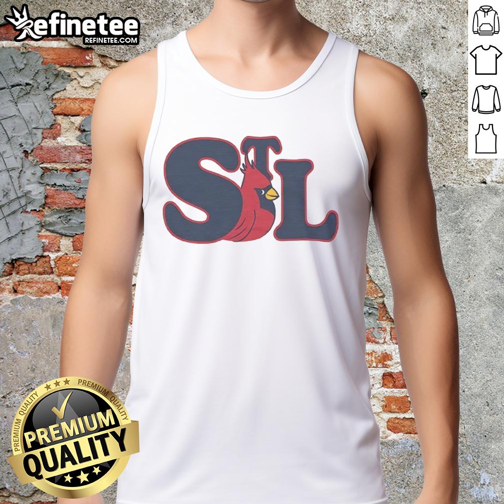 top-stl-st-louis-cardinals-red-bird-vintage-tank-top Vintage red tank top featuring the St. Louis Cardinals logo, perfect for fans of the team and stylish summer wear.