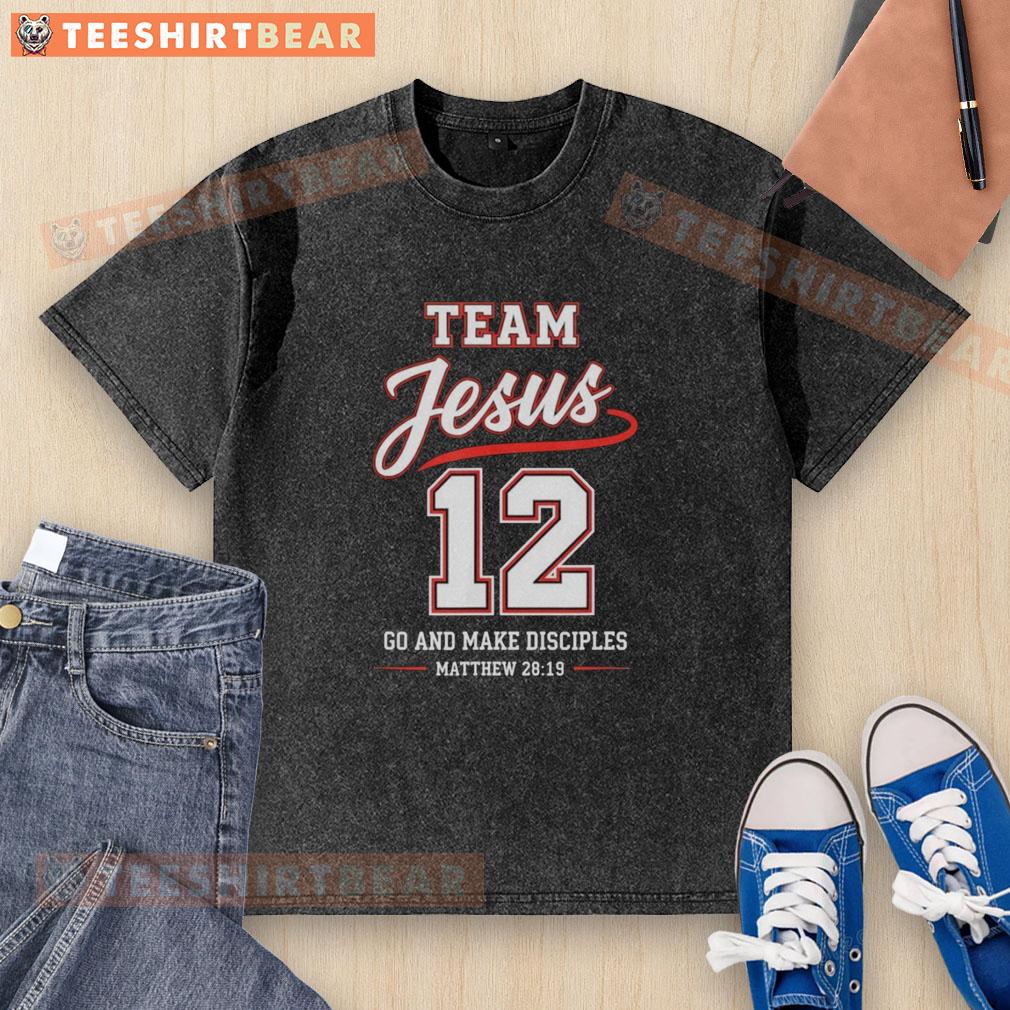 top-team-jesus-12-go-and-make-disciples-christian-baseball-washed-t-shirt Top Team Jesus 12 Go and Make Disciples Christian baseball washed t-shirt in soft fabric, perfect for casual wear and faith.