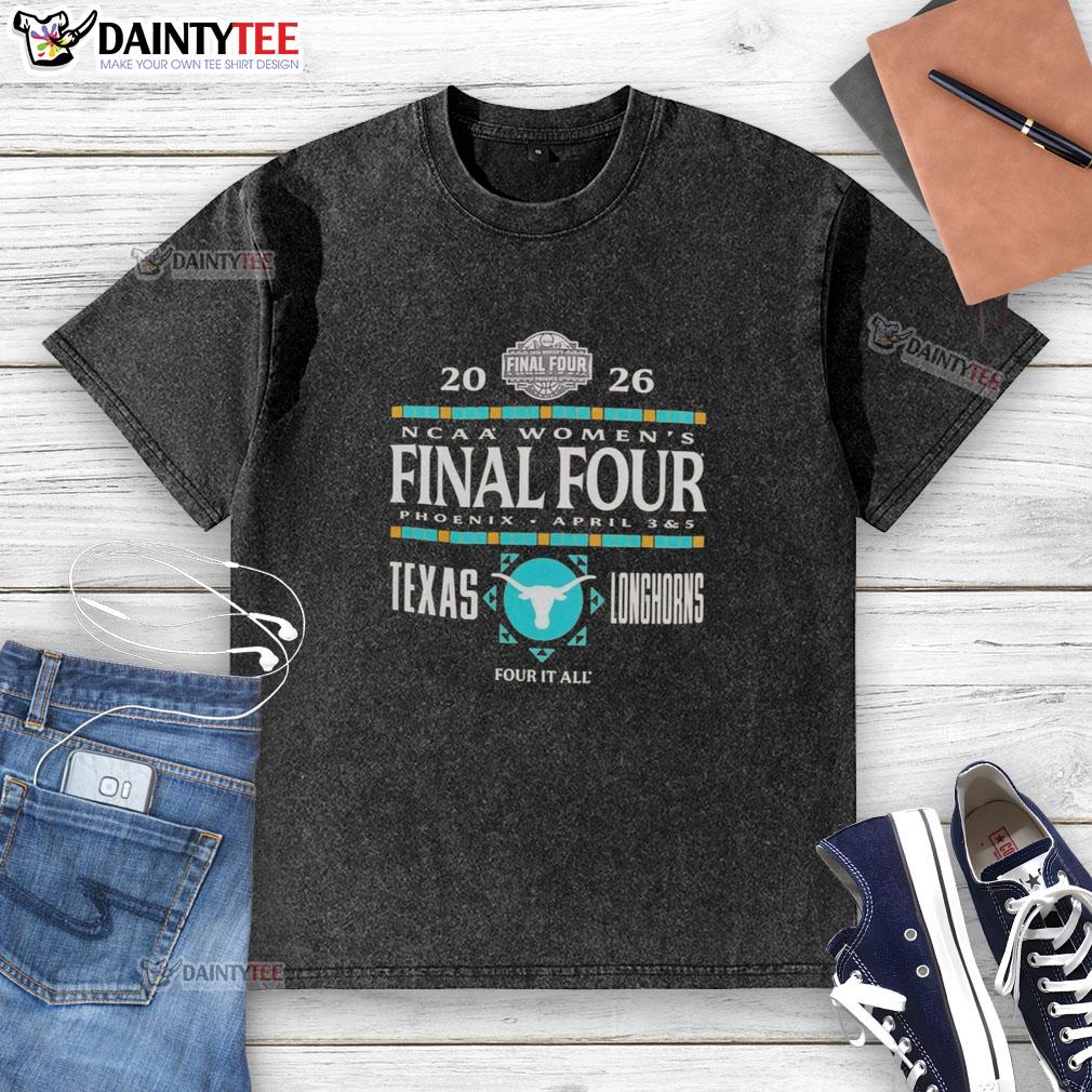 top-texas-longhorn-ncaa-womens-basketball-final-four-2026-april-3-and-5-washed-t-shirt Top Texas Longhorn NCAA Women's Basketball Final Four 2026 washed t-shirt featuring vibrant team colors and logo.