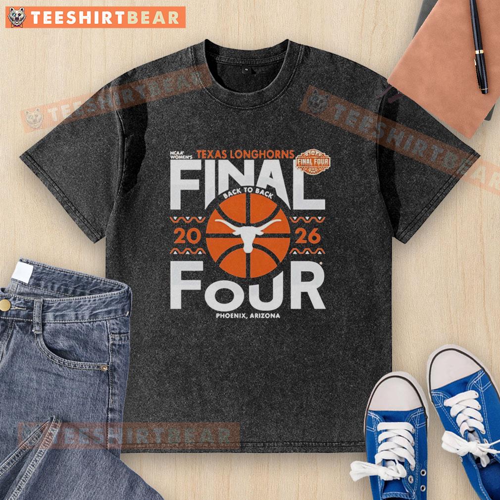 top-texas-longhorns-2026-womens-basketball-final-four-bound-classic-washed-t-shirt Alt Text: Classic washed t-shirt featuring Texas Longhorns logo, perfect for fans celebrating the 2026 Women's Basketball Final Four.