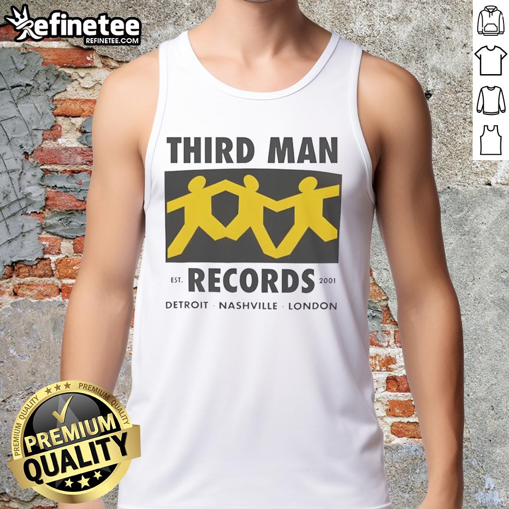 top-third-man-records-detroit-nashville-london-est-2001-tank-top Top Third Man Records tank top featuring Detroit, Nashville, and London, est. 2001, perfect for music fans and collectors.