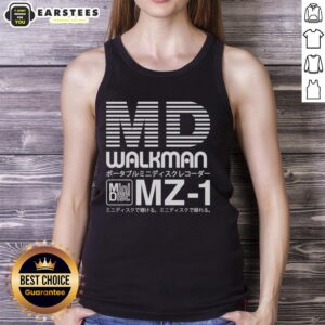 Alt Text: Hot Minidisc Sony MD Walkman MZ-1 tank top featuring retro design and vibrant colors, perfect for music lovers.