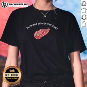 Good Detroit Red Wings logo on women's hockey ladies tee, showcasing support for women's hockey.