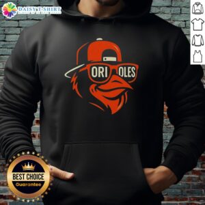 Alt Text: Cozy hoodie featuring the Baltimore Orioles mascot in a stylish love-themed design, perfect for fans.