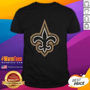 Good New Orleans Saints Rivet Logo T-Shirt featuring a bold Saints logo on a stylish black background.