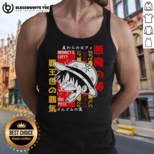 Good Monkey D. Luffy One Piece anime graphic tank top design featuring vibrant colors and iconic character artwork.