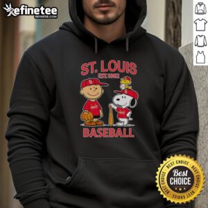 Awesome Charlie Brown Snoopy And Woodstock With St Louis Cardinals Baseball Jersey Est 1882 T-Shirt - Image 2