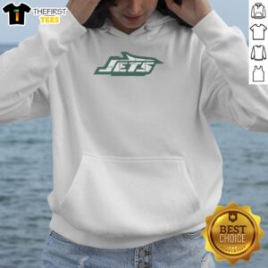 Alt Text: Original New York Jets Rivet Logo Hoodie featuring bold team colors and a classic design for fans.