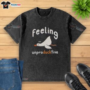 Funny washed t-shirt featuring an original sleeping duck illustration, perfect for expressing unproductive vibes.