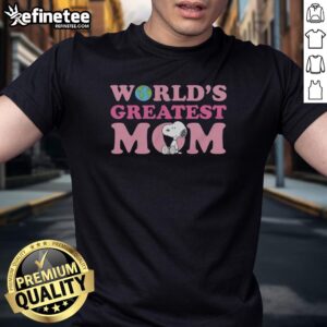 Alt Text: Premium Snoopy World's Greatest Mom T-Shirt featuring a colorful design with Snoopy and heartfelt text for Mother's Day.