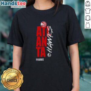 Pretty Atlanta Hawks Playoff NBA 2026 ladies tee featuring vibrant team colors and stylish design for fans.
