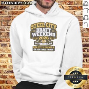 Awesome Steel City NFL Draft 2026 Pittsburgh Football Fan Hoodie in black with vibrant team logo and stylish design.