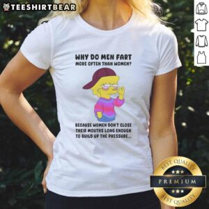 Original Simpson tee shirt featuring humor on why men fart more than women, perfect for casual wear and laughs.