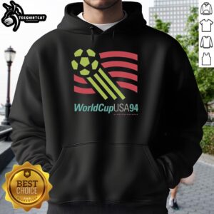 Awesome USA 94 World Cup retro 2026 soccer nostalgia hoodie featuring vintage design and vibrant colors.
