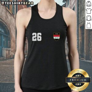 Funny Iraq Nation Football Soccer 26 Jersey Tank Top featuring a vibrant design perfect for soccer fans and casual wear.