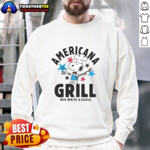 Alt Text: Original Women's Peanuts Americana Grill Cropped Graphic Sweatshirt featuring a fun cartoon design and cozy fit.