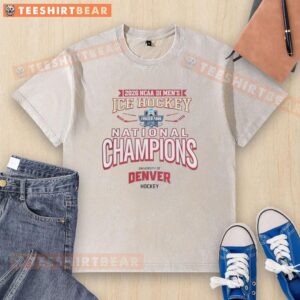 Awesome Denver Pioneers 2026 Frozen Four Champions washed t-shirt featuring vibrant team colors and logo design.