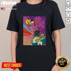 Official Pikachu Kanye Graduation mashup parody ladies tee featuring vibrant graphics and trendy design for fans.