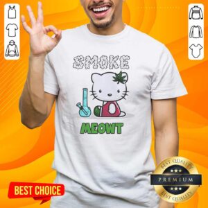 Alt Text: Official Smoke Meowt Hello Kitty T-Shirt featuring a playful design of Hello Kitty with a smoking motif.