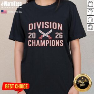 Alt Text: Good Atlantic Buffalo Hockey 2026 Division Champions Ladies Tee featuring team logo and vibrant design.