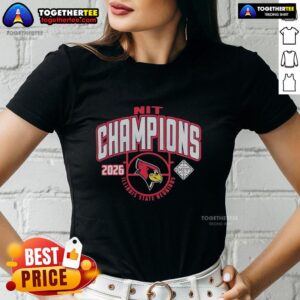 Top Illinois State Redbirds NIT 2026 Men's Basketball National Champions ladies tee featuring team colors and logo.