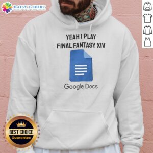 Alt Text: Cozy 'Nice Yeah I Play Final Fantasy XIV' hoodie displayed on a desk with Google Docs open, perfect for gamers.