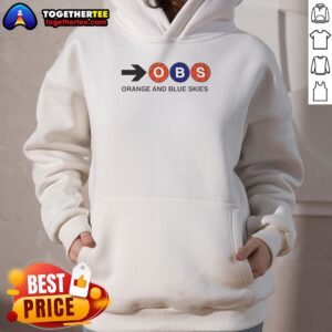 Alt Text: Awesome Obs Orange and Blue Skies Hoodie featuring a vibrant sunset design, perfect for casual wear and outdoor adventures.