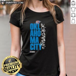 Oklahoma City Thunder playoff basketball logo on a stylish ladies tee, perfect for fans supporting their team.