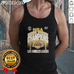 Good Los Angeles Lakers 2026 Pacific Division Champions locker room tank top featuring team colors and logo.