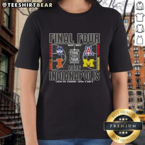 Alt Text: Ladies' tee for the 2026 NCAA Final Four in Indianapolis at Lucas Oil Stadium, April 4 and 6.