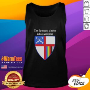 Good The Episcopal Church All Are Welcome Badge Tank Top showcasing inclusive design and vibrant colors for all believers.