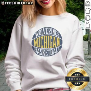 Awesome Michigan Wolverines basketball sweatshirt featuring vibrant team colors and logo, perfect for fans and athletes.