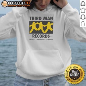 Awesome Third Man Records hoodie featuring Detroit, Nashville, London, and established 2001 design.