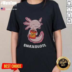 Cute Snaxolotl Chips ladies tee featuring an adorable axolotl design, perfect for snack lovers and casual wear enthusiasts.