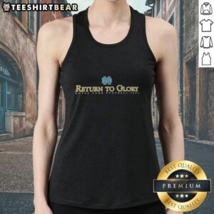 Alt Text: Official Notre Dame Fighting Irish Football Return to Glory 2002 tank top featuring team logo and vintage design.