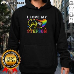 Alt Text: Good I Love My Gay Stepson LGBT Pride Hoodie showcasing vibrant rainbow colors and supportive message for LGBTQ+ pride.