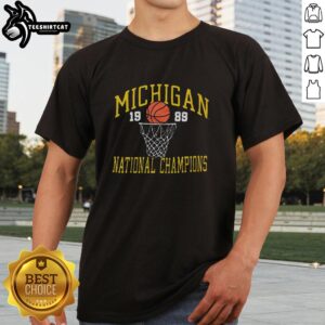 Nice Michigan 1989 National Champs T-Shirt featuring bold graphics and vibrant colors, perfect for fans and collectors.