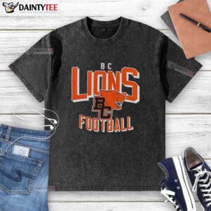 Good BC Lions Football logo on a washed t-shirt, showcasing team spirit and casual style for fans.