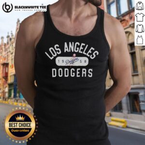 Vintage 1958 Los Angeles Dodgers logo tank top showcasing classic baseball design and team spirit.