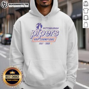Awesome Pittsburgh Pipers 1968 ABA Champions hoodie showcasing vibrant team colors and retro design.