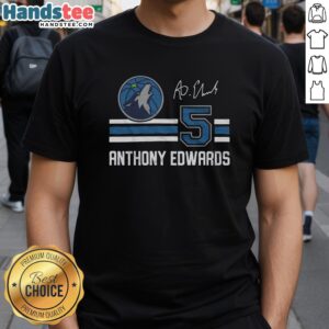 Awesome Timberwolves Anthony Edwards signature jersey t-shirt featuring vibrant team colors and player graphics, perfect for fans.