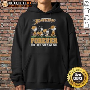 Alt Text: Original Peanuts x Anaheim Ducks Abbey Road hoodie featuring a unique design for fans Forever, Not Just When We Win.