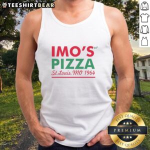 Nice Imo's Pizza tank top from 1964, featuring vintage design, showcasing St. Louis, MO, and iconic pizza culture.