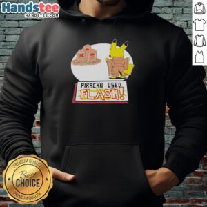 Good Pikachu Used Flash graphic hoodie featuring vibrant Pikachu design, perfect for Pokemon fans and casual wear.