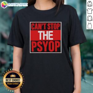 Good Can't Stop The Psyop Retro Ladies Tee featuring a vintage graphic design and soft fabric for stylish comfort.