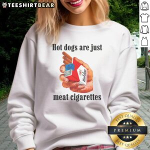 Awesome hot dogs are just meat cigarettes sweatshirt featuring a fun graphic design and vibrant colors.