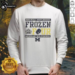 Hot Michigan Wolverines 2026 Men's Ice Hockey Frozen Four Bound Sweatshirt showcasing team spirit and style.